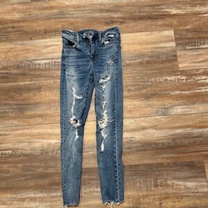 American Eagle Outfitters Ripped Blue Skinny Jeans